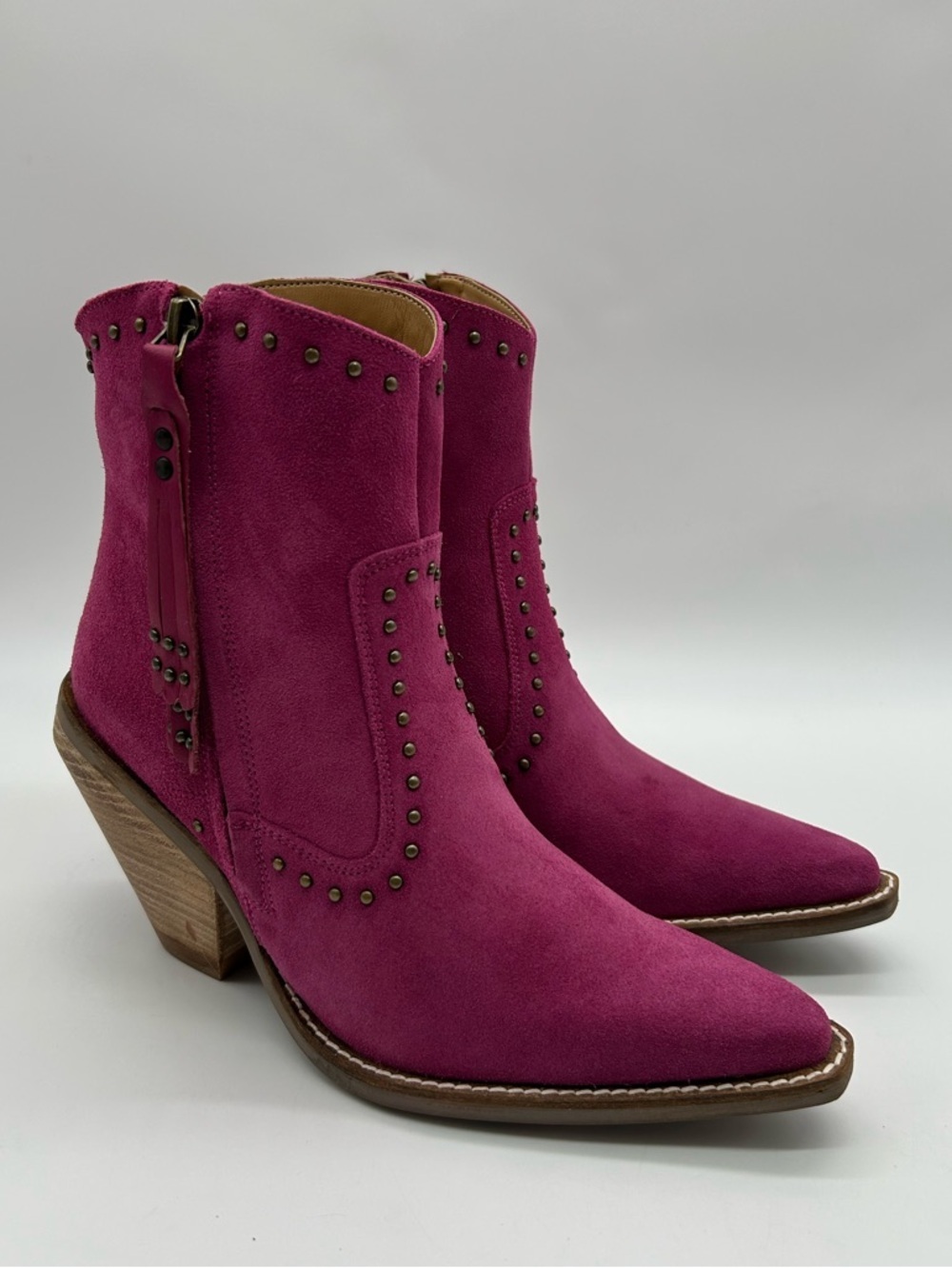 Dingo Women’s Suede Ankle Boots in Fuchsia - Western Block Heel New In Box - Picture 4 of 13